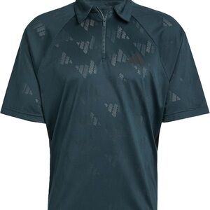 adidas Men's Teal Short-Sleeve Zip Polo